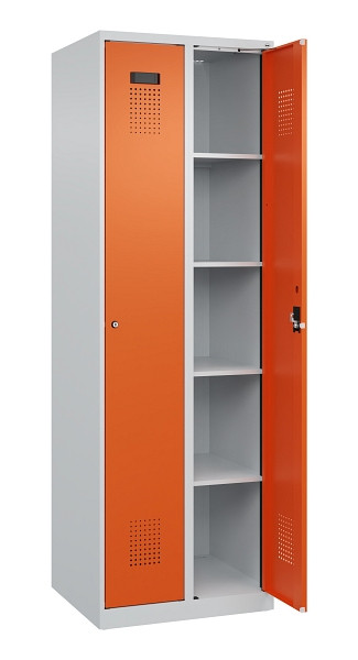 C+P Wäsche-Spind Evolo PLUS, 2 Abteile, 1850x600x500mm, 7035/2004, Verschluss Zylinderschloss, Ablageböden 8, 049000-20B S10029