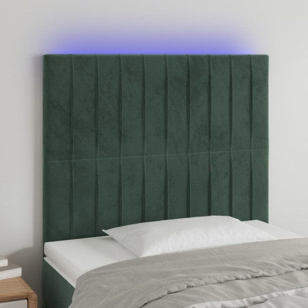vidaXL LED Kopfteil Dunkelgrün 100x5x118/128 cm Samt, 3122707