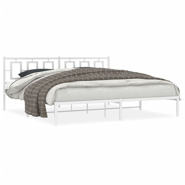 vidaXL Bettgestell mit Kopfteil Metall Weiß 193x203 cm, 374296