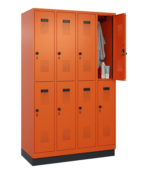 C+P Doppelstöckiger Spind Evolo PLUS, mit Sockel, 8 Fächer, 1950x1200x500mm, 200, Drehriegel, 049320-40 S10023