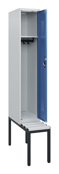 C+P Spind Evolo PLUS, 1 Abteil, 1950x300x815mm, 7035/5023, Zylinderschloss, Material Sitzfläche Kunststoff, Sitzbank, 0490505-10 S10089