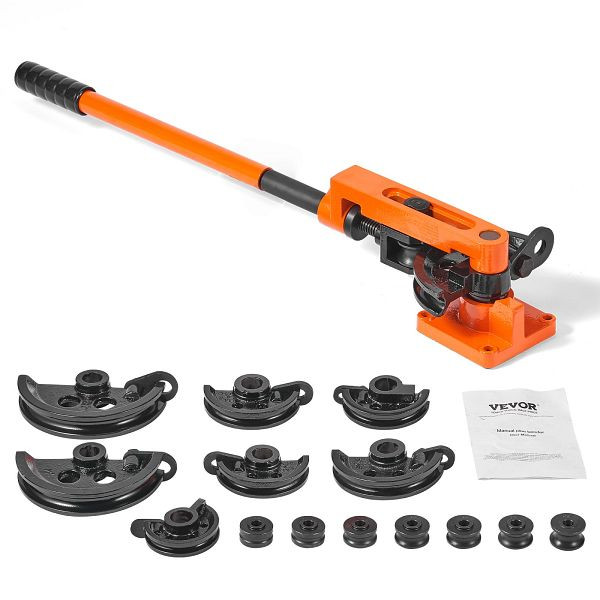 VEVOR Rohrbiegegerät Ø10-25mm (7 Matritzen) Manuelle Rohrbieger 0-180° Handrohrbieger 50-113mm Biegeradius Rohrbiegemaschine, SDWGJCSGY7381K20RV0
