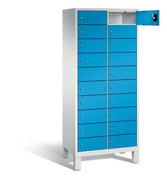 C+P Schließfachschrank Evolo, H1700xB810xT500mm, Farbe: Lichtgrau / Lichtblau, 48010-2210 S10039