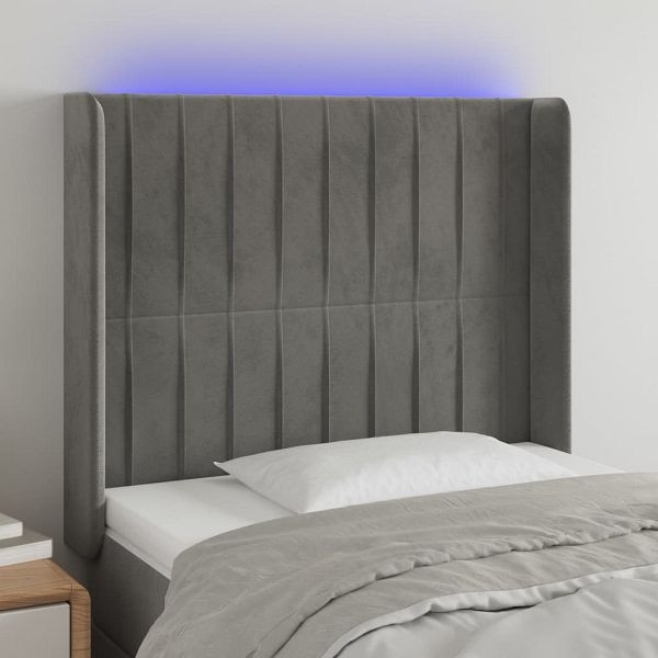 vidaXL LED Kopfteil Hellgrau 103x16x118/128 cm Samt, 3124328