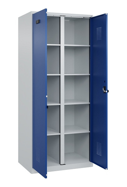 C+P Wäsche-Spind Evolo PLUS, 2 Abteile, 1850x800x500mm, 7035/5010, Verschluss Drehriegel, 049002-22B S10006
