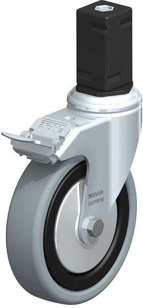 Blickle LKRA-VPA 126K-11-FI-FA-EV17 Apparate-Lenkrolle mit Expander & Feststeller, Vollgummi, Grau, 848391