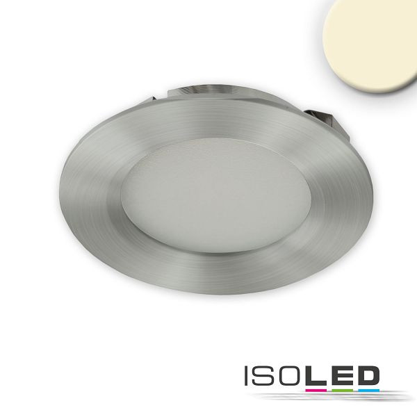 ISOLED LED Möbeleinbaustrahler MiniAMP ALU gebürstet, rund, 3W, 120°, 24V DC warmweiß 3000K, dimmbar, 115722