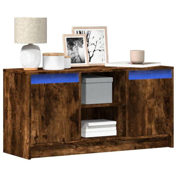 vidaXL TV-Schrank mit LED-Beleuchtung Räuchereiche 100x34x50 cm, 852191