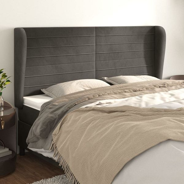 vidaXL Kopfteil mit Ohren Dunkelgrau 183x23x118/128 cm Samt, 3118157
