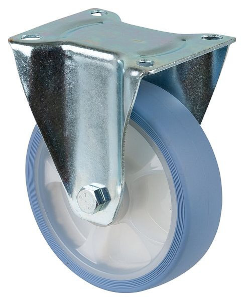 BS Rollen Transportrolle Bockrolle, thermoplastisches Gummirad, Reifen lichtblau, Rollenlager, Platte, Durchmesser: 160 mm, VE: 2 Stück, L410.B44.161.05