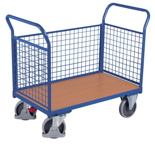 VARIOfit Dreiwandwagen mit Draht, Ladefläche: 850 x 475 mm, RAL 5010 enzianblau, sw-500.301