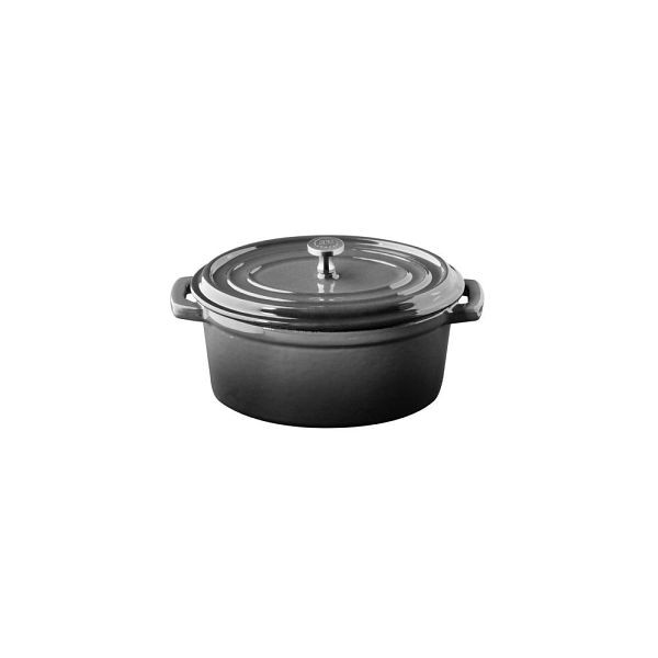 APS Mini-Serviertopf mit Deckel 5 STARS - Gusseisen emailliert, 0,45 Liter, anthrazit, induktionsgeeignet, 88334