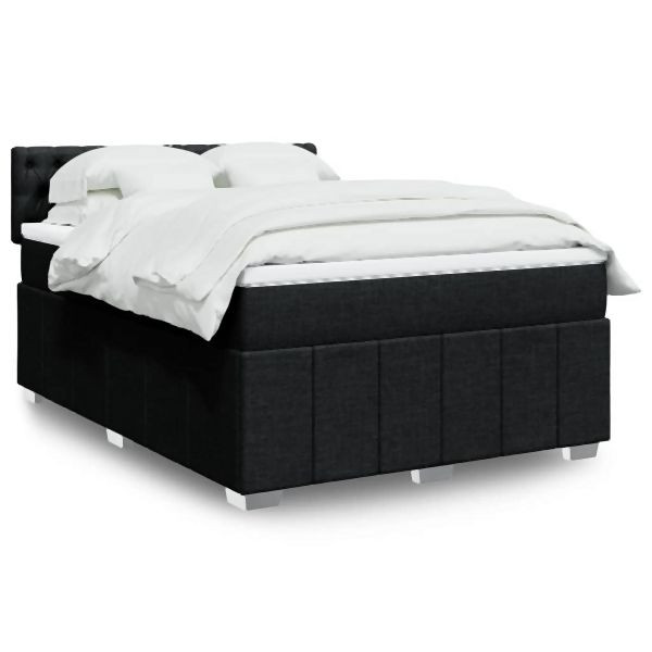 vidaXL Boxspringbett mit Matratze Schwarz 160x200 cm Stoff, 3289428