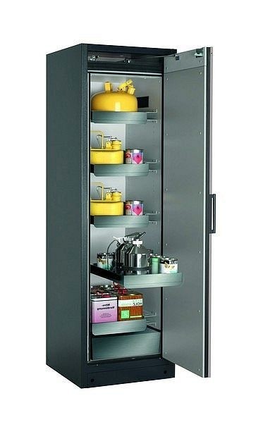 asecos Sicherheitsschrank Q-PEGASUS-90, Q90.195.060.WDACR in reinweiß RAL 9010 mit 4x Auszugswanne Standard (Edelstahl), 30075-050-33428