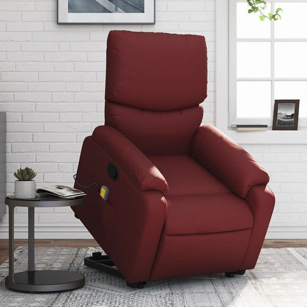 vidaXL Massagesessel mit Aufstehhilfe Weinrot Kunstleder, 3204897