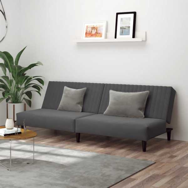vidaXL Schlafsofa 2-Sitzer Dunkelgrau Samt, Polyester, 375927