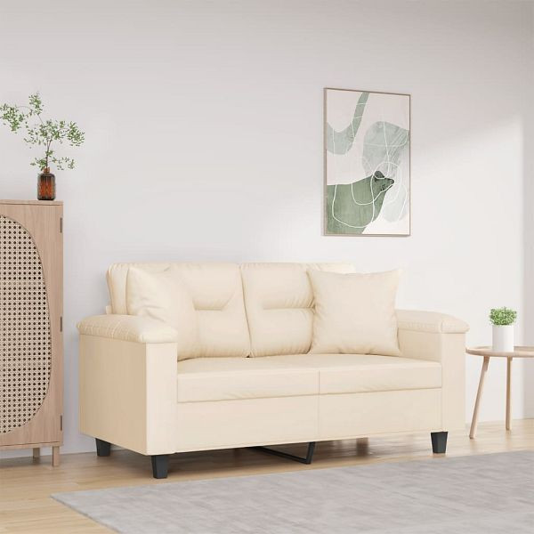 vidaXL 2-Sitzer-Sofa mit Kissen Beige 120 cm Mikrofasergewebe, 3200970