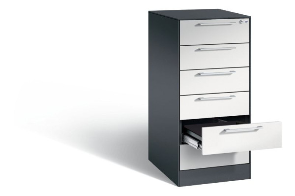 C+P Karteischrank Asisto, H1010xB440xT600mm, Farbe: Schwarzgrau / Lichtgrau, Bügelgriff, 146245-622 S10019