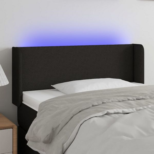 vidaXL LED Kopfteil Schwarz 93x16x78/88 cm Stoff, 3122940