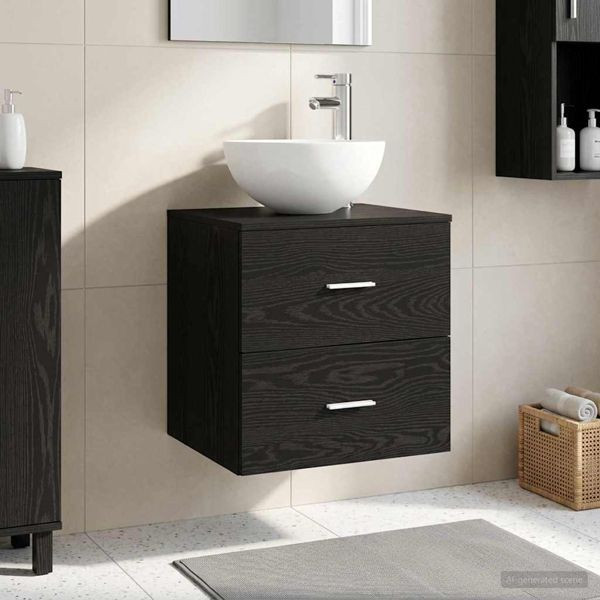 vidaXL Wandmontierte Waschtisch Schwarze Eiche 49,5 x 41 x 64,5 cm, 890263