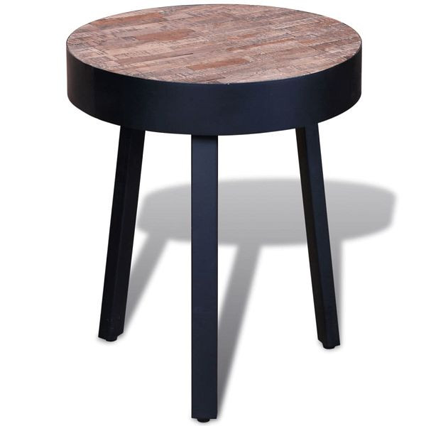 vidaXL Beistelltisch Rund Altholz Teak, 241713, 8718475931232