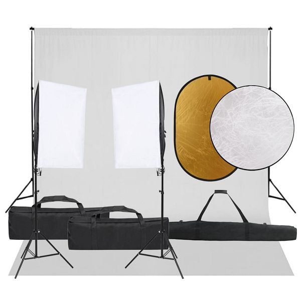 vidaXL Fotostudio-Set mit Beleuchtung, Hintergrund und Reflektor, 3094757