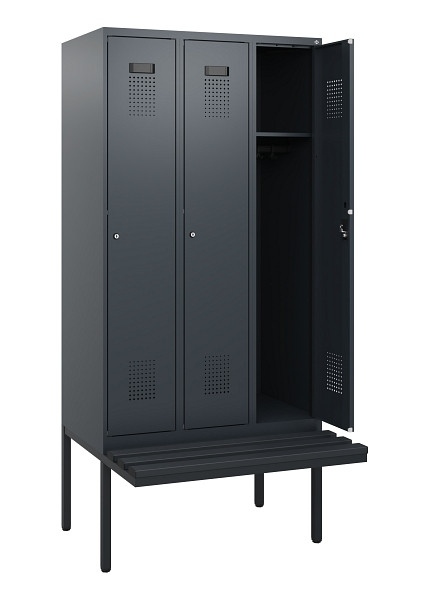 C+P Spind Evolo PLUS, 3 Abteile, 1950x900x815mm, 7016/7016, Zylinderschloss, Material Sitzfläche Kunststoff, 0490405-30 S10097