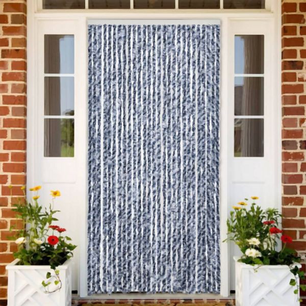 vidaXL Fliegenvorhang Blau und Weiß 100x200 cm Chenille, 377371