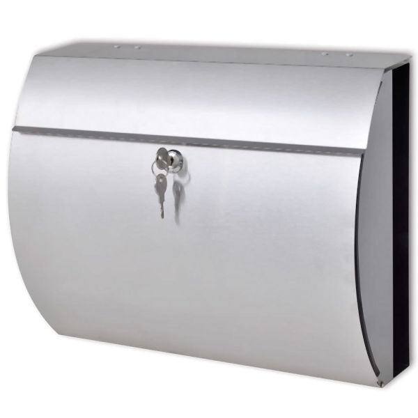 vidaXL Briefkasten aus Edelstahl, Abmessungen: 37,5 x 13 x 31 cm (L x B x H), 50352, 8718475910572