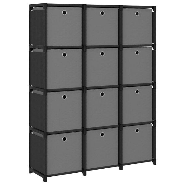 vidaXL Würfel-Regal mit Boxen 12 Fächer Schwarz 103x30x141 cm Stoff, 322615