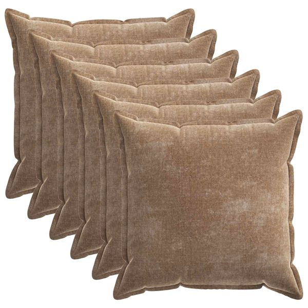 vidaXL Kissenbezug 6 Stk. HOUTEN Braun 80 x 80 cm Chenille-Stoff, 921688