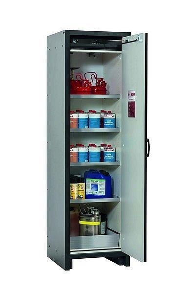 asecos Sicherheitsschrank Q-CLASSIC-30, Q30.195.056.R in reinweiß RAL 9010 mit 4x Fachboden (Edelstahl), 31007-070-33413