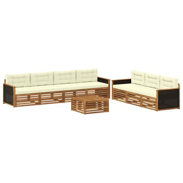 vidaXL Outdoor-Sofagarnitur 8-teilig Natur und Creme 79 x 79 x 37 cm, 3383103