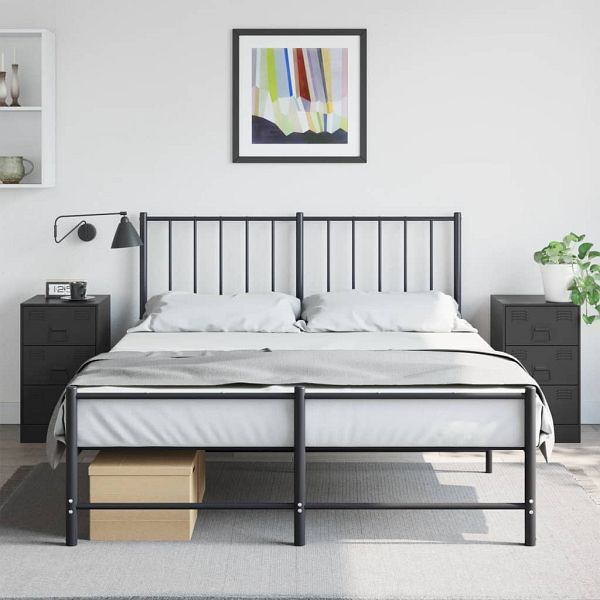 vidaXL Nachttische 2 Stück Schwarz 34,5x39x62 cm Stahl, 841776