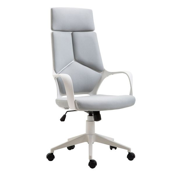 HOMCOM Ergonomischer Bürostuhl, Netz-Gewebe, höhenverstellbar, drehbar, rollbarer Schreibtischstuhl, Grau+Weiß, 921-071