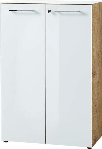 GERMANIA GW-MONTERIA Aktenschrank 4202 Weiß/Navarra-Eiche-Nachbildung, Höhe 120 cm, 4202-242