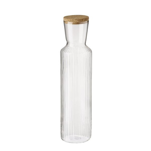 APS Glaskaraffe "LINES", 1,5 Liter, Ø 9 m, Höhe 35 cm, Deckel aus Kork, 10727