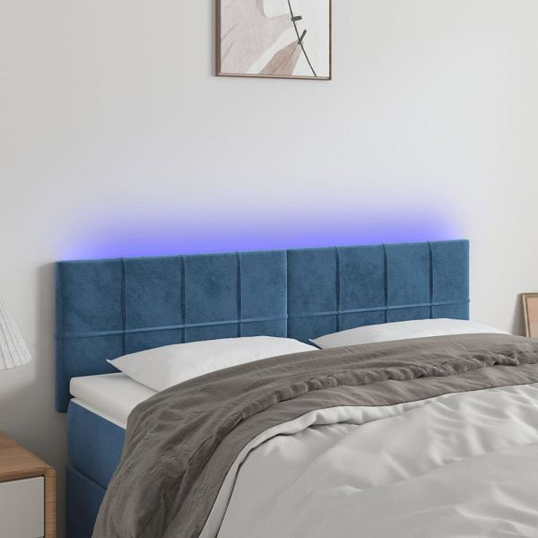 vidaXL LED Kopfteil Dunkelblau 144x5x78/88 cm Samt, 3121664