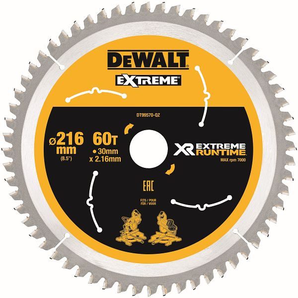 DeWalt Kreissägeblatt stationär 216/30mm 60WZ/FZ, DT99570-QZ