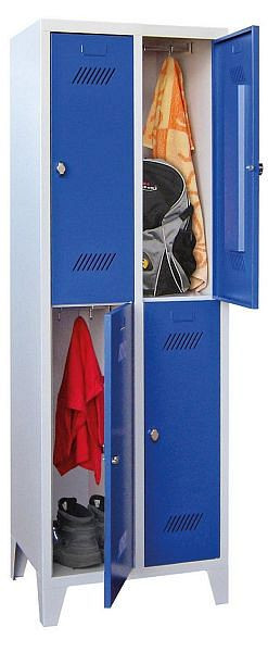 Pavoy Kleider-Schließfachschrank mit Füßen 1850/500/600, 2b x 2h, Drehriegelverschluss, Abteilbreite 300, 60260-223-032-910905