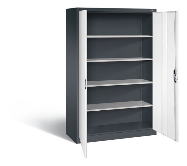 C+P Büroschrank Acurado, H1950xB1200xT500mm, Farbe: Schwarzgrau / Verkehrsweiß, Muldengriff, 5 OH, 9480-000 S10827