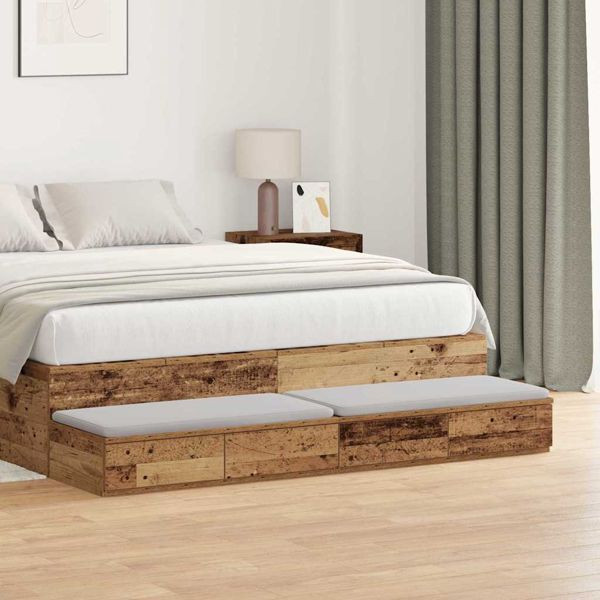 vidaXL Bettschubladen Altholz 160 x 36.5 x 16.5 cm Holzwerkstoff, 866977