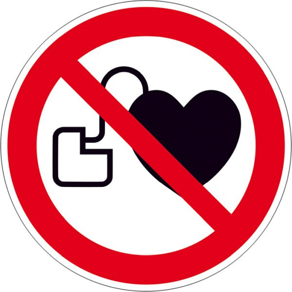 Stein HGS Verbotsschild, Kein Zutritt für Personen mit Herzschrittmachern oder implantierten Defibrillatoren, 50mm / Folie, 500er-Rolle, 31.a6260