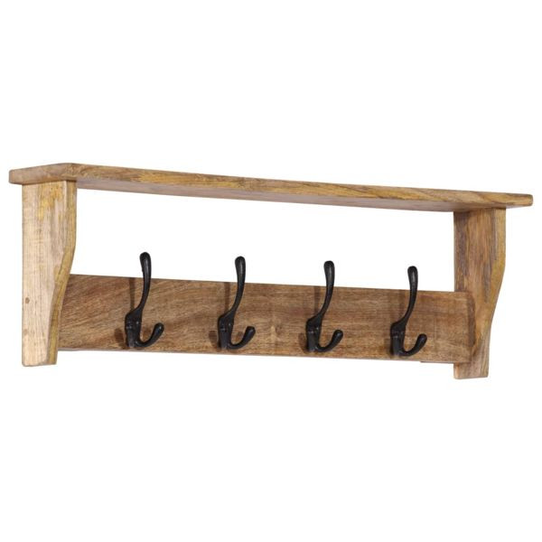 vidaXL Wandgarderobe mit 4 Haken Massivholz Mango, 358956