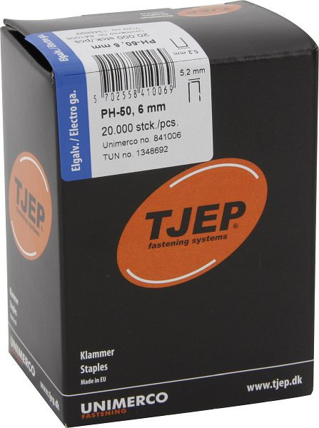TJEP PH-50 6mm Klammer, verzinkt Box 20.000 Stück, Klammern, 841006