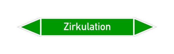 Schilder Klar Rohrleitungskennzeichen Zirkulation, 187x26 mm Folie selbstklebend, 101484/61