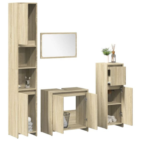 vidaXL 4-tlg. Badmöbel-Set Sonoma-Eiche Holzwerkstoff, 3324969