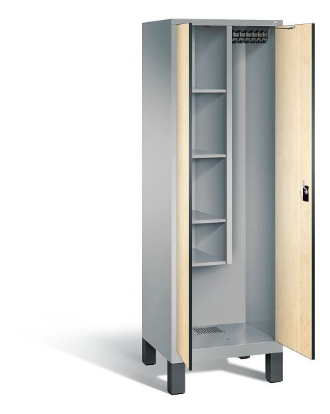 C+P Putzmittel-Spind Evolo, H1850xB610xT500mm, Farbe: Weißaluminium / Dekor Donau-Ahorn, 48110-00 S10097