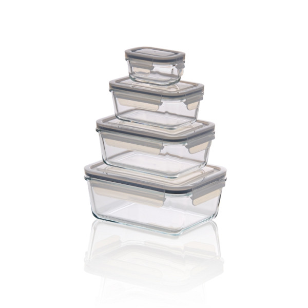 WAS Frischhaltedosen Set mit Polypropylendeckel, 4-teilig, Borosilikatglas, 1810004