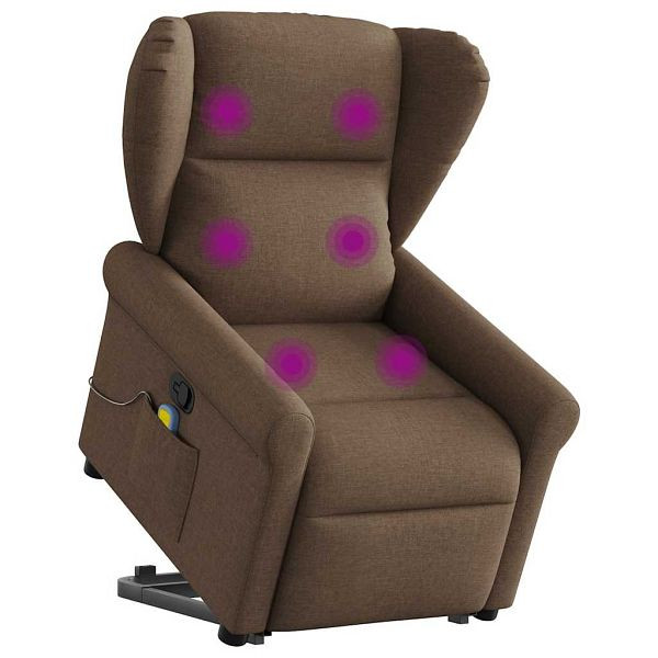 vidaXL Massagesessel mit Aufstehhilfe Braun Stoff, 3303388